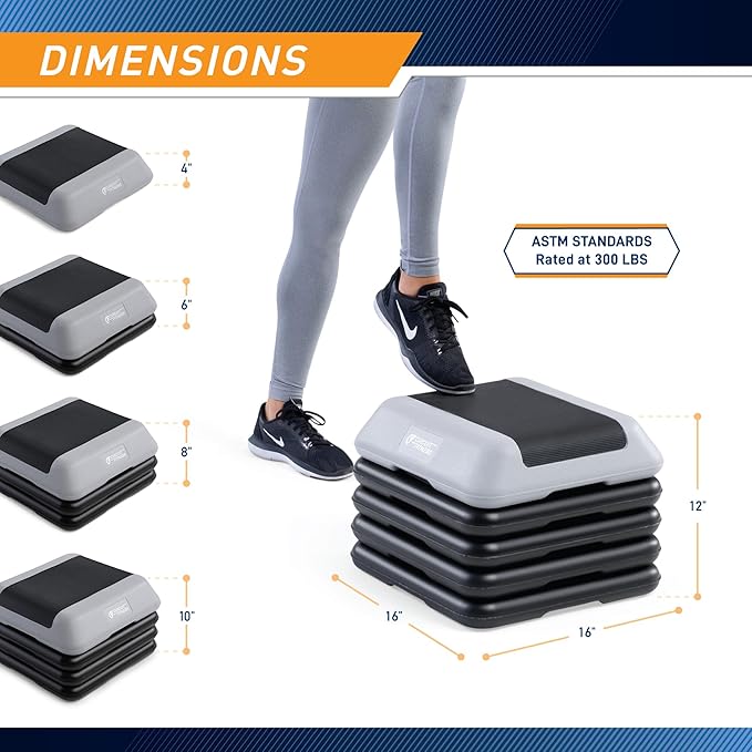 Circuit Fitness by Marcy 16 x 16 inches Adjustable Height Aerobic Step Platform with Adjustable