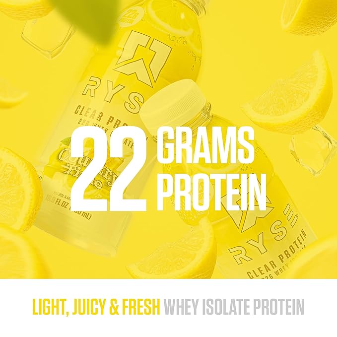 RYSE Clear Protein Shake - Country Time Lemonade - 100 Calories, 22g Whey Isolate Protein