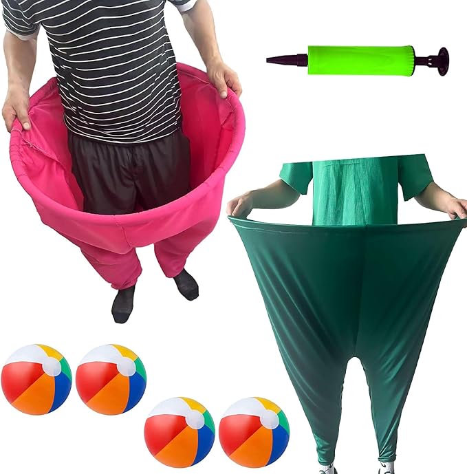 Granny Pants Yard Game Set with Bouncy Balls & Pump,Giant Stretchy Pants, Fun Tossing Games Props