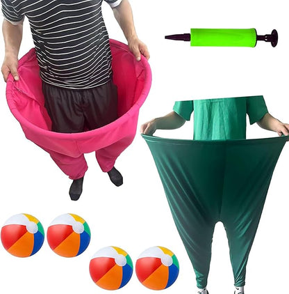 Granny Pants Yard Game Set with Bouncy Balls & Pump,Giant Stretchy Pants, Fun Tossing Games Props