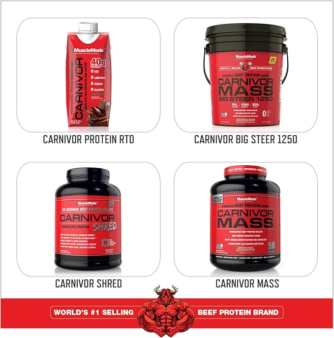 MuscleMeds Carnivor Beef Protein Isolate, 0 Lactose, 0 Sugar, 0 Fat, Halal Certified, Strawberry