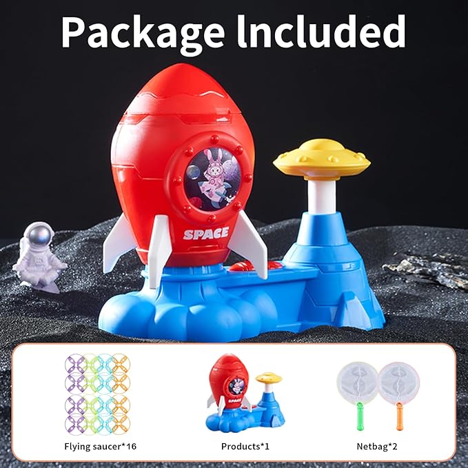 Outdoor Toys for Kids Ages 3-8: Flying Disc Rocket Launcher Toy Butterfly Chasing Games, Outside