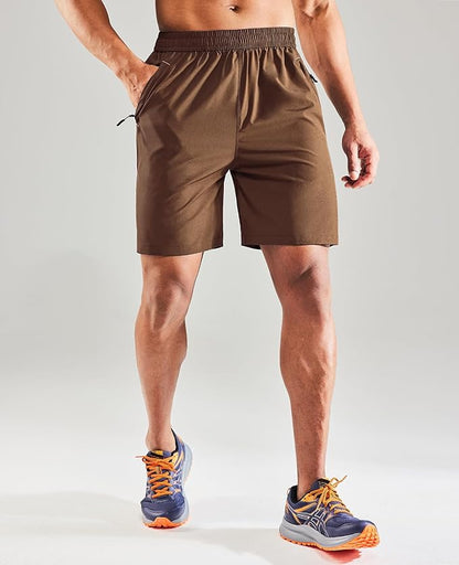 MIER Men's Quick Dry Running Shorts with Zipper Pocket, Elastic Waist Athletic Workout Exercise