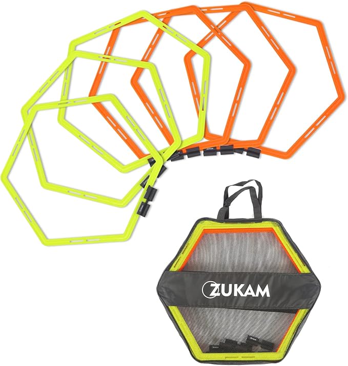 Hex Agility Rings for Speed Training & Agility Footwork Training Speed Hurdles Ladder with Carrying