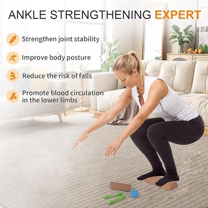 Cork Balance Board Ankle Stability Trainer, Textured Natural Cork Foot Strengthener for Mobility