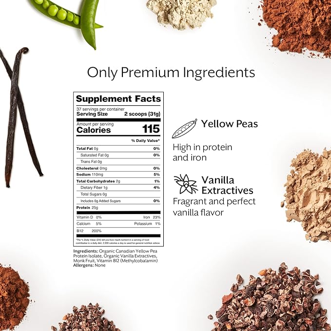 ProMix Nutrition Vegan Protein Powder, 25g Plant Based Organic Canadian Yellow Pea Protein, Vitamin