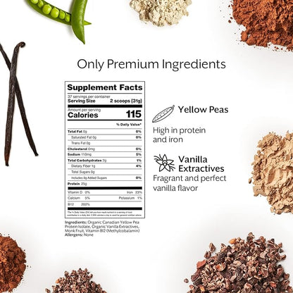ProMix Nutrition Vegan Protein Powder, 25g Plant Based Organic Canadian Yellow Pea Protein, Vitamin
