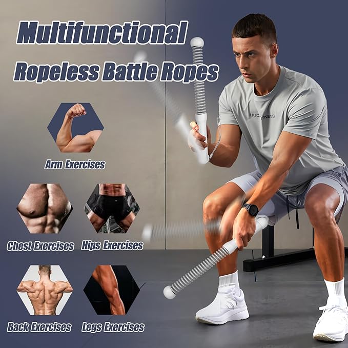 New Upgrade 2nd Generation Weighted Ropeless Battle Ropes for Home Gym,Quiet Cordless Training Rope