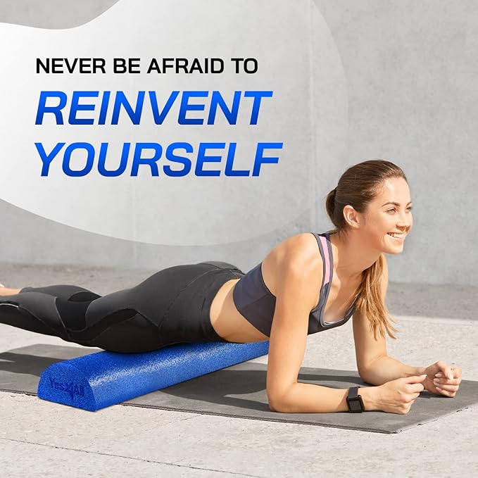 Yes4All Medium Firm Half Foam Rollers for Post-Workout Relaxation, 12/18/24/36 inch PE Foam Roll