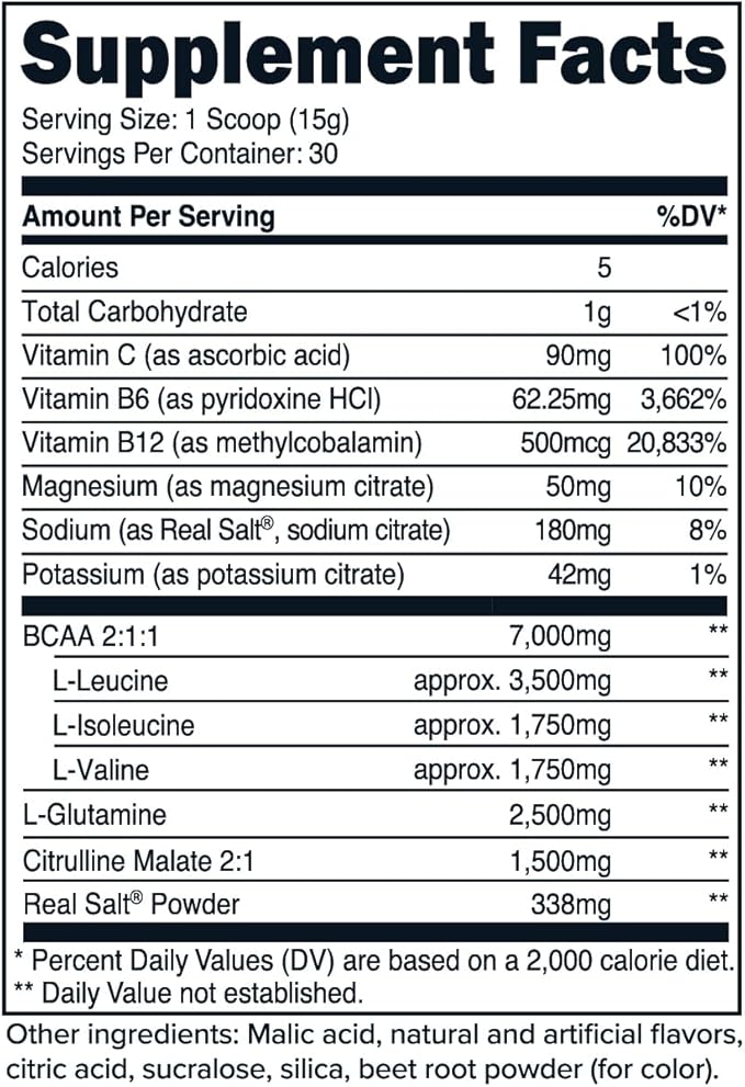Primaforce BCAA Powder (Watermelon) - 7000MG 2:1:1 BCAAs, 30 Servings, Post-Workout Recovery Drink
