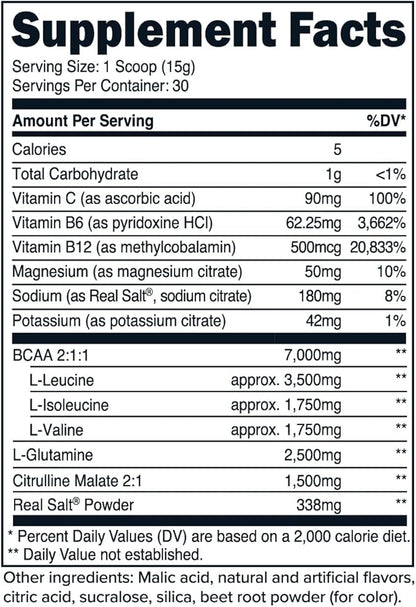 Primaforce BCAA Powder (Watermelon) - 7000MG 2:1:1 BCAAs, 30 Servings, Post-Workout Recovery Drink