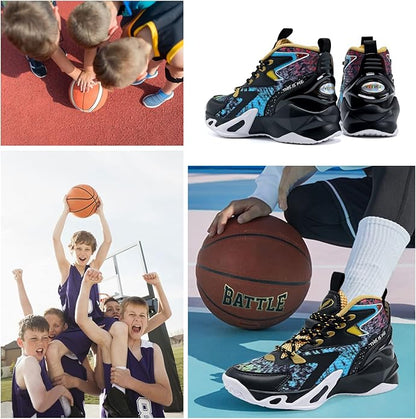 VITUOFLY Kids Basketball Shoes Boys Air Cushion Sneakers Girls Mid Top School Hoops Shoes Non-Slip