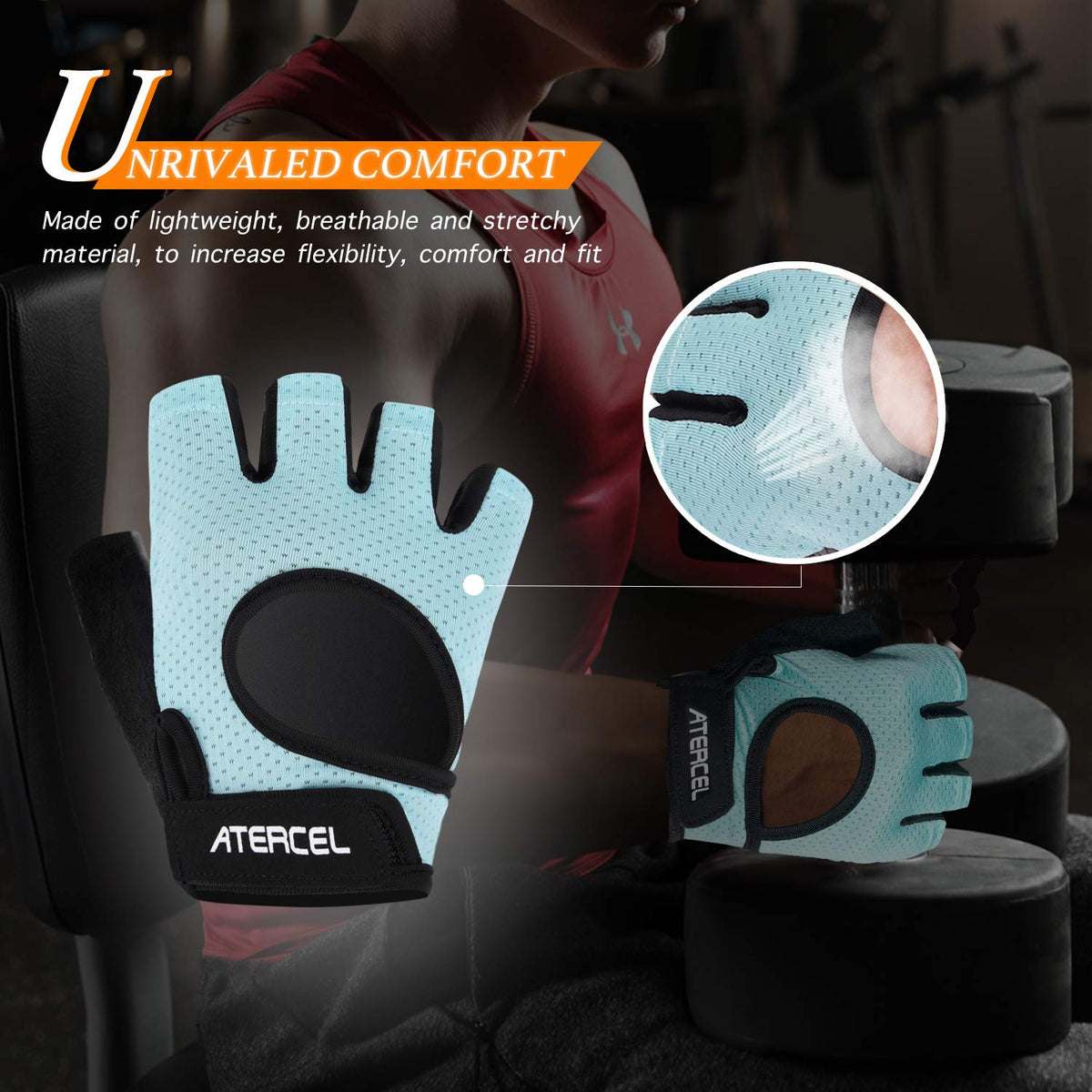 ATERCEL Weight Lifting Gloves Full Palm Protection, Workout Gloves for Gym, Cycling, Exercise