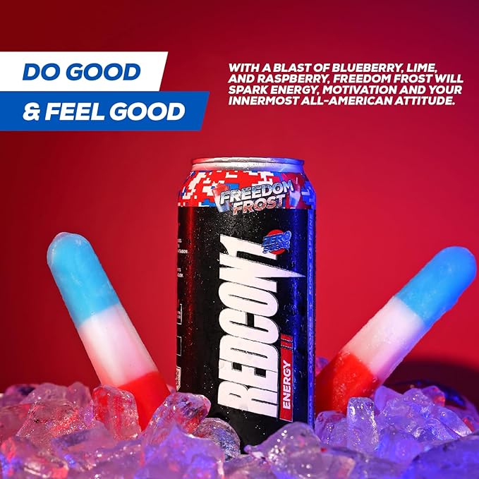 REDCON1 Energy High Performance Drink, Freedom Frost - Zero Sugar Energy Drink with Alpha GPC