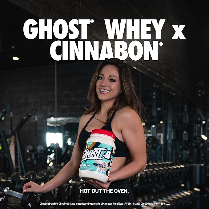 GHOST Whey Protein Powder, Cinnabon - 2LB, 25G of Protein - Cinnamon Roll Flavored Isolate