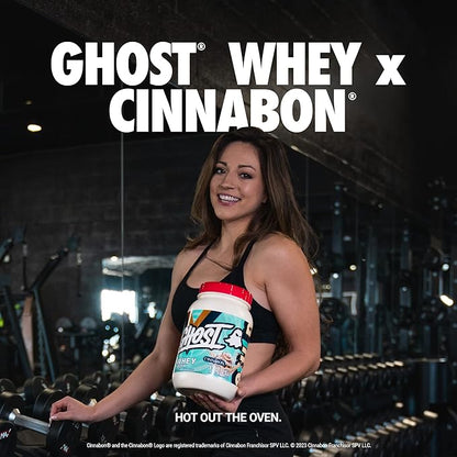 GHOST Whey Protein Powder, Cinnabon - 2LB, 25G of Protein - Cinnamon Roll Flavored Isolate