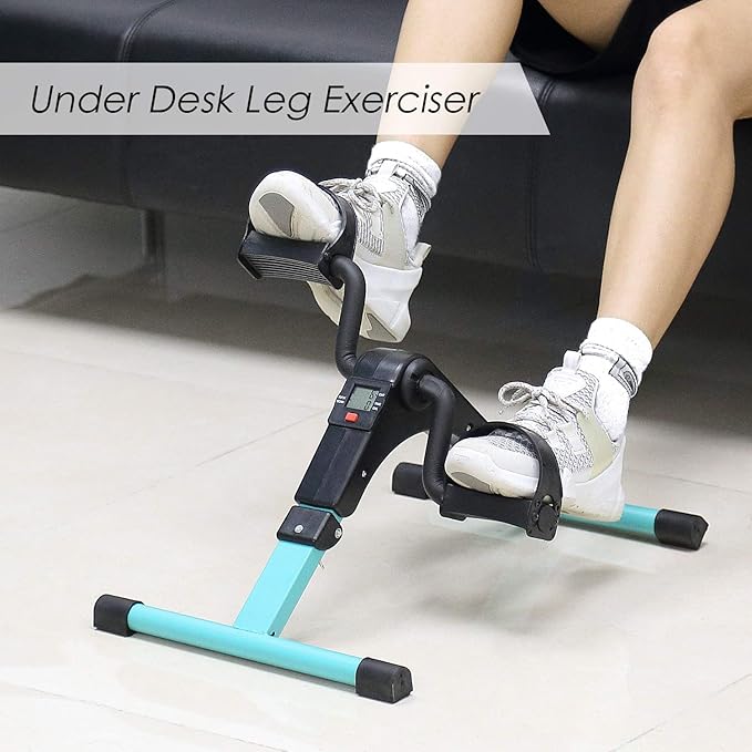Folding Pedal Exerciser, Mini Under Desk Bike - Portable Foot Hand Cycle Peddler Machine Bicycle