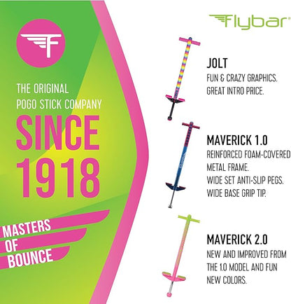Flybar Maverick 2.0 Foam Pogo Stick for Kids Ages 5 and Up, 40 to 80 Pounds, Outdoor Toys, Boys