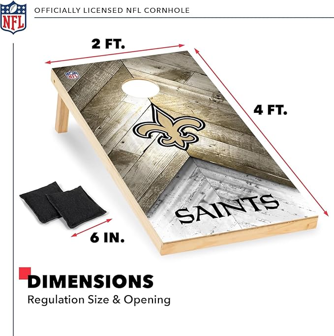NFL Football 2' x 4' Regulation Size Solid Wood Cornhole Set with Direct Print HD Team Graphics