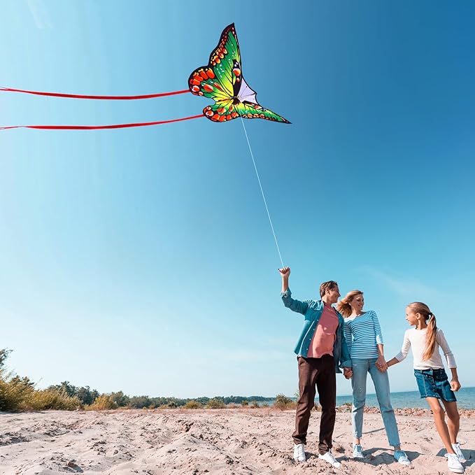 HONBO Butterfly Kites for Kids & Adults,55" x 28" Large Beginner Kite for Kids Ages 4-8,Easy to Fly