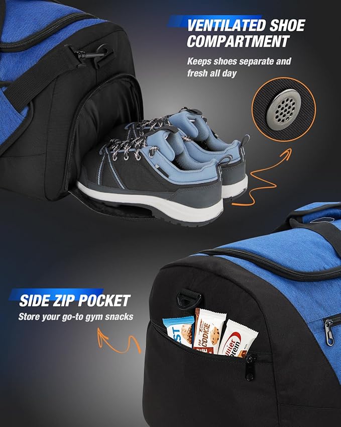 Gonex Gym Duffel Bag with Shoe Compartment Wet Pocket, Large Capacity Sports Duffle Bag for Men