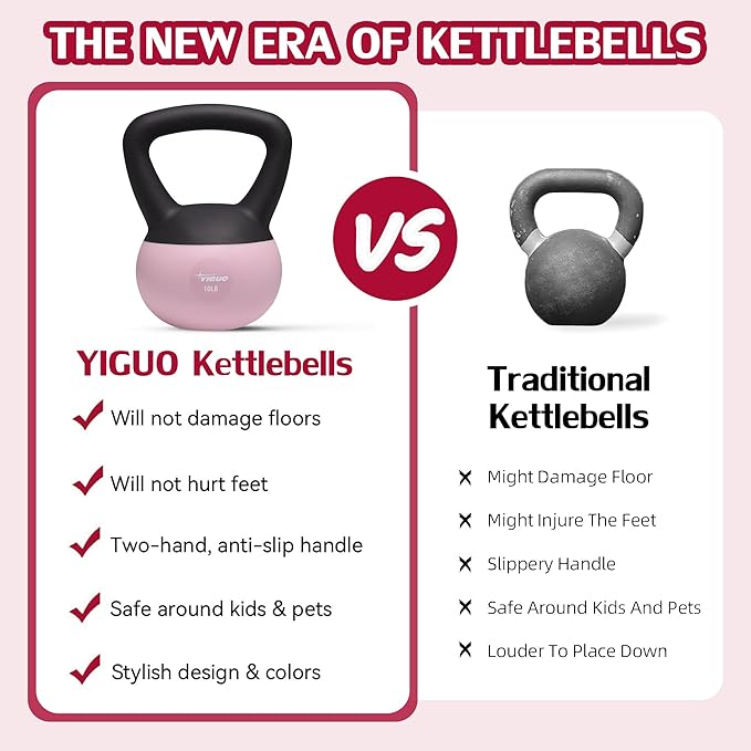 YIGUO Soft Kettlebell, Kettlebells 10 lb Anti-Slip Grip Weight for Home Workouts, Kettlebell for