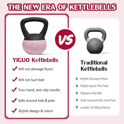 YIGUO Soft Kettlebell, Kettlebells 10 lb Anti-Slip Grip Weight for Home Workouts, Kettlebell for