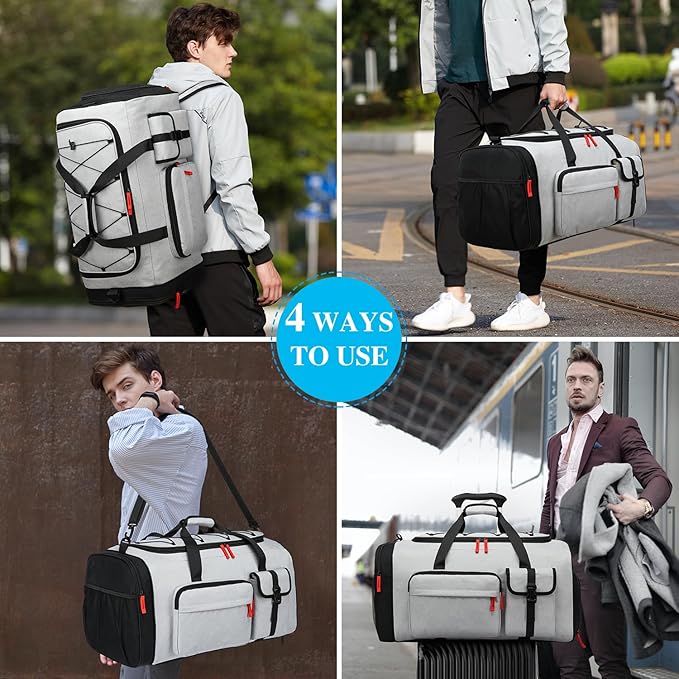 Lyweem Large Duffle Bag Backpack for Travel, 70L Heavy Duty Gym Duffel Bag with Shoes Compartment
