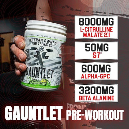 Gauntlet Pre-Workout Powder, Explosive Workouts, Laser Focus, Mid Stim, Amazing Flavor, Veteran