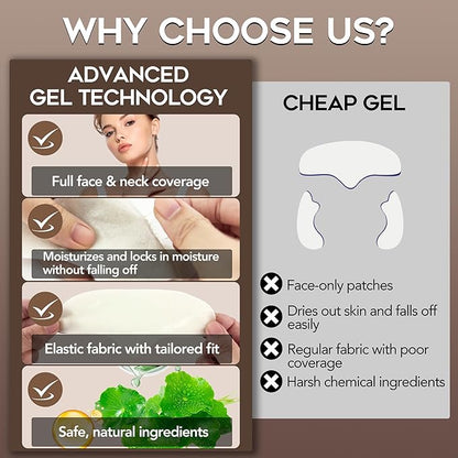 Forehead Smile Line and Neck Herbal Wrinkle Patches with Centella Asiatica, Aloe, Hyaluronic Acid