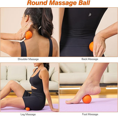 5 in 1 Foam Roller Set - Trigger Point Foam Back Roller, Muscle Roller Stick, Massage Ball