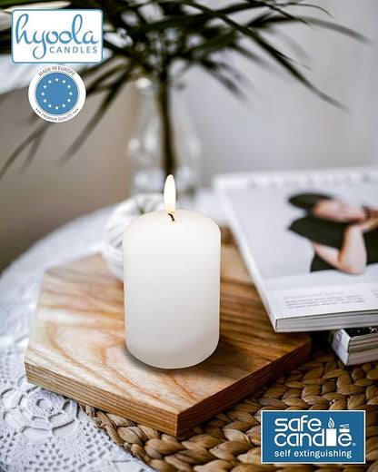 HYOOLA White Pillar Candles 2x3 Inch - 12 Pack Unscented Bulk Pillar Candles - European Made