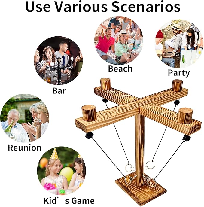 Ring toss Game for Adults,Yard Games,Wooden Rings for Ring toss,Outdoor Indoor Games,Bars Hook and