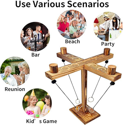 Ring toss Game for Adults,Yard Games,Wooden Rings for Ring toss,Outdoor Indoor Games,Bars Hook and