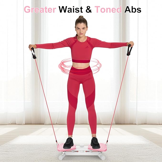 Waist Twister Ab Machine, 300 lbs Capacity Exercise Twist Board with Resistance Bands, Core Trainer