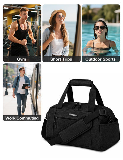 Noozion 14 inch Small Gym Bag for Women & Men, Lightweight Carry On Mini Duffle Bag with Multiple