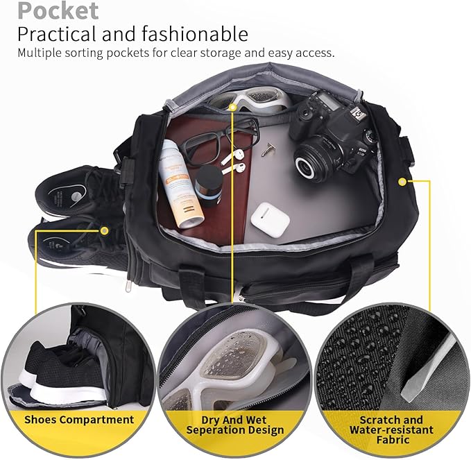 FIORETTO Women's Gym Duffle Bag with Shoes Compartment, 37L Capacity, Ideal for Travel, Gym