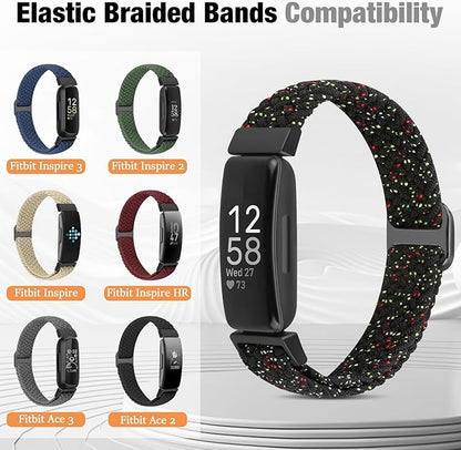 Elastic Braided Watch Band Compatible with Fitbit Inspire 3/Inspire 2/Inspire/Inspire HR/Fitbit ace