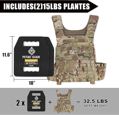 PETAC GEAR Tactical Weights Plates For Weighted Vest For Men Workout,5/10/15/20 LBS Weight Strength