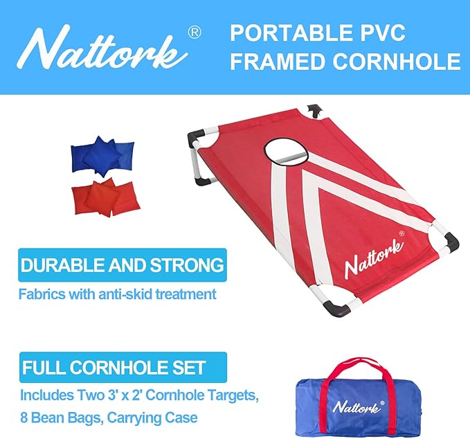 Portable Cornhole Set with 2 Collapsible Cornhole Boards, 8 Cornhole Bean Bags and Carrying Case