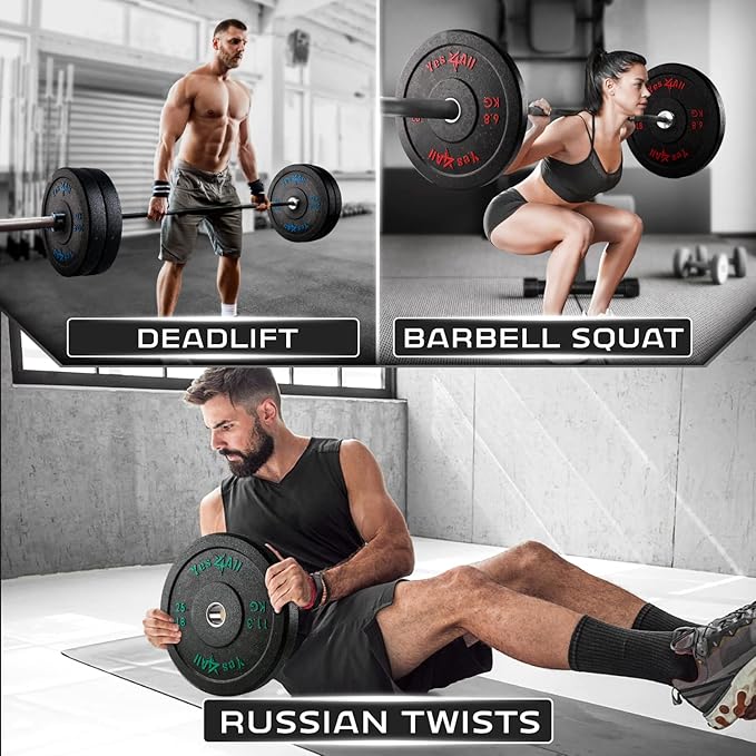 Yes4All 2" Bumper Plate, 10-190 LB Olympic Rubber Weight Plate with Steel Hub for WeightLifting