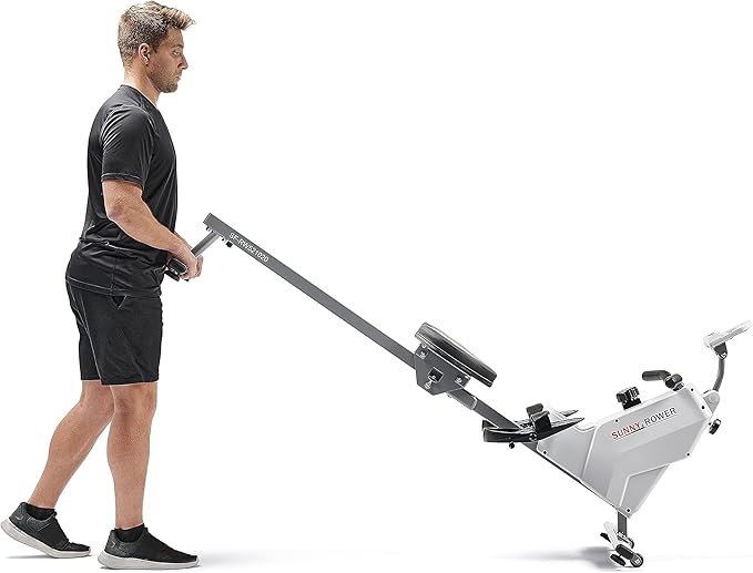 Sunny Health & Fitness Magnetic Rowing Machine for Home Exercise, Quiet & Smooth Rower with Compact