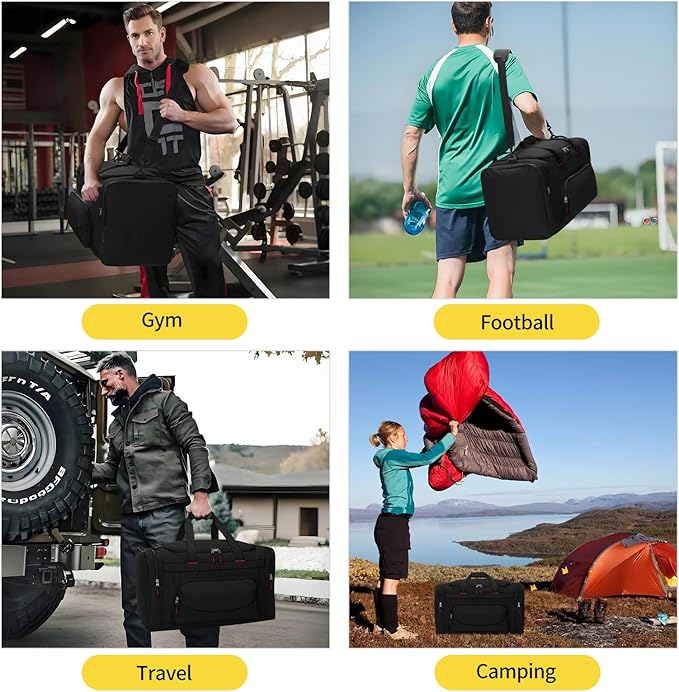 22 inch Gym Bag for Men - 55L Large Travel Duffle Bag Sports Equipment Bag with Multiple Zippered
