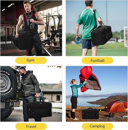 22 inch Gym Bag for Men - 55L Large Travel Duffle Bag Sports Equipment Bag with Multiple Zippered