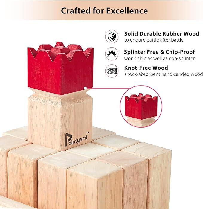 Pointyard Kubb Yard Game Set, Kubb Game Set with Carrying Bag - Wooden Toss Game Set for Outdoor