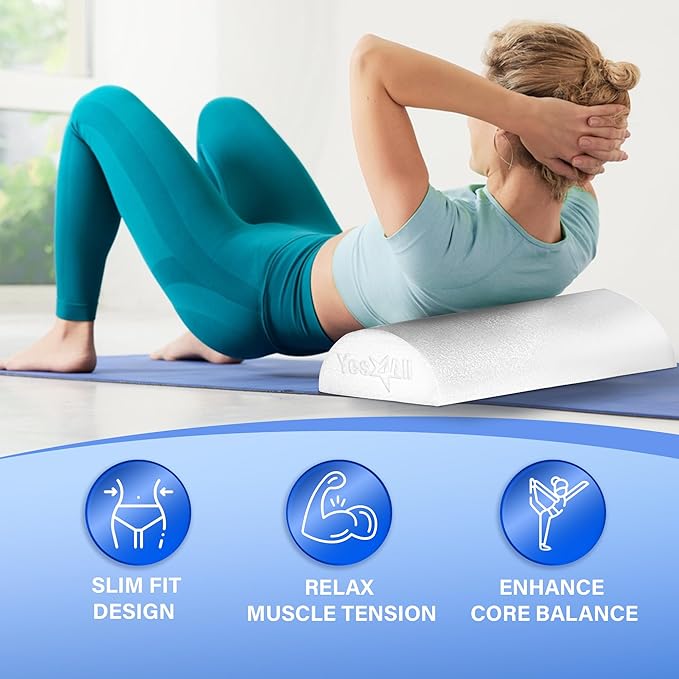 Yes4All Medium Firm Half Foam Rollers for Post-Workout Relaxation, 12/18/24/36 inch PE Foam Roll