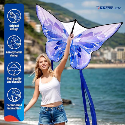 Golden Butterfly Design Kites ，Outdoor Work Colorful Kite Long Tails，Easy to Fly ，Outdoor Flying