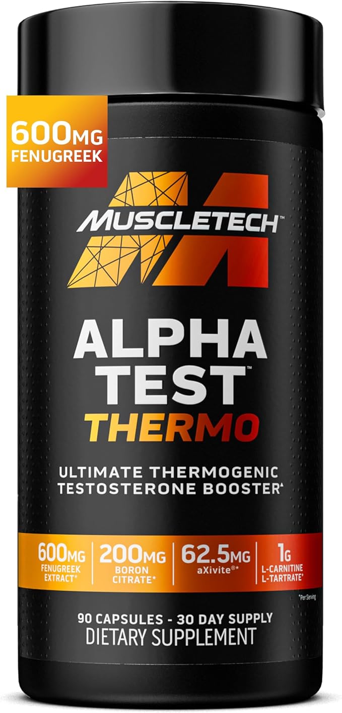 MuscleTech Thermogenic Testosterone Booster for Men, AlphaTest Thermo - T-Boost Mens Supplement