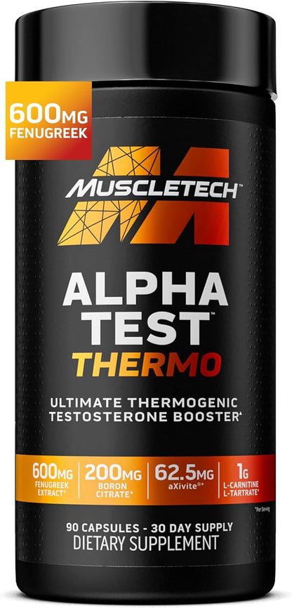 MuscleTech Thermogenic Testosterone Booster for Men, AlphaTest Thermo - T-Boost Mens Supplement