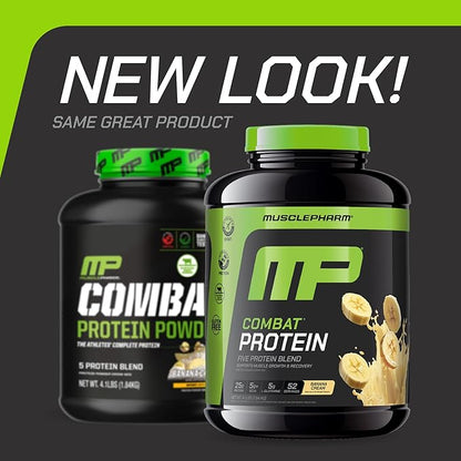 MusclePharm Combat Protein Powder, Banana Cream Flavor, Fuels Muscles for Productive Workouts, 5